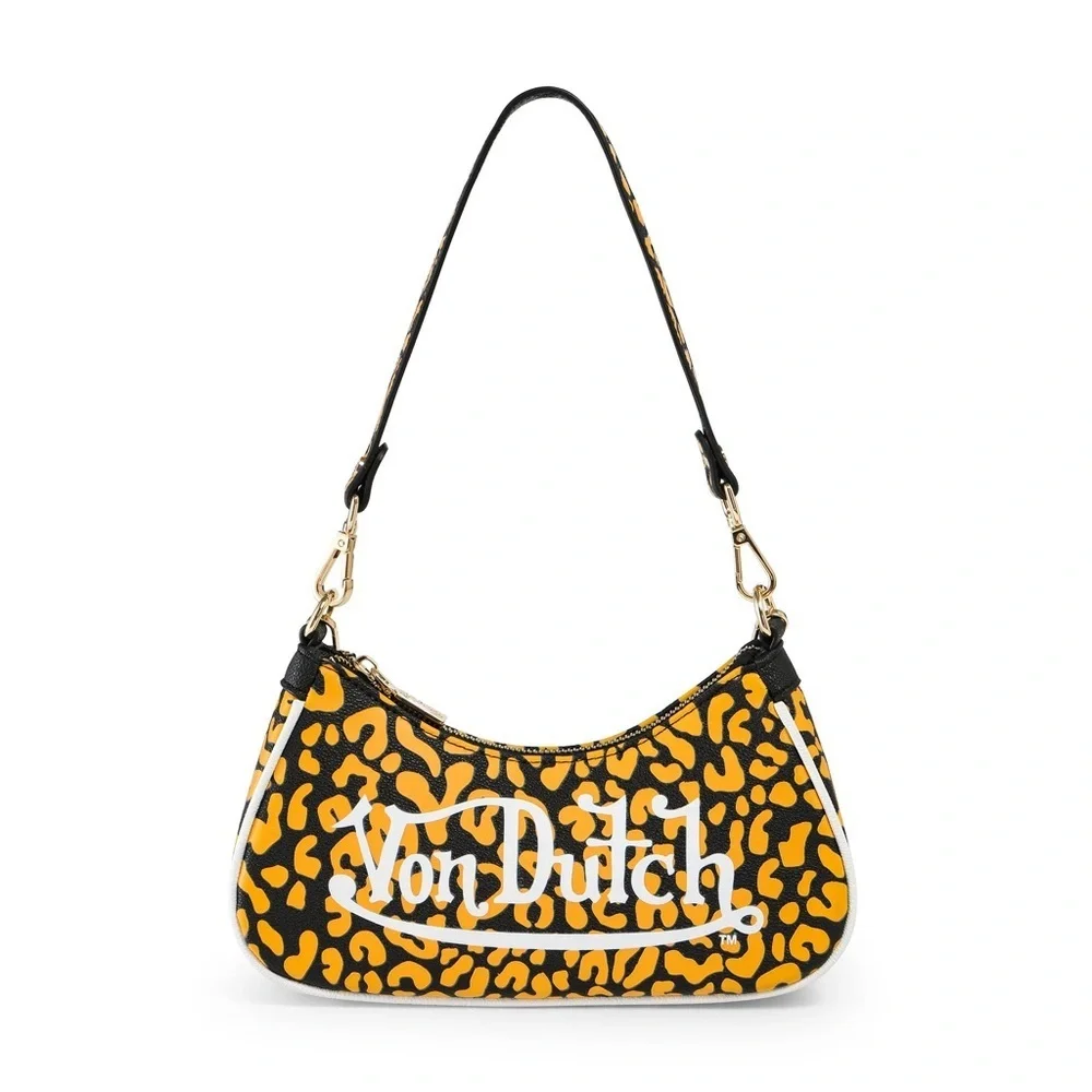 Von Dutch Y2K Orange Cheetah Shoulder Bag